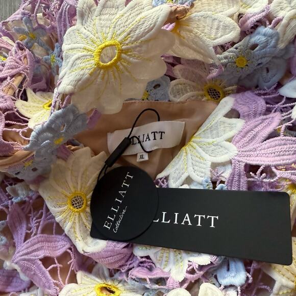 elliatt sigrid purple floral lace fit & flare long sleeve maxi dress size XL NEW - Picture 9 of 11